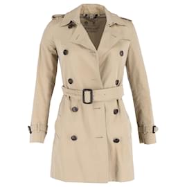 Burberry- Burberry Double-Breasted Belted Peacoat in Brown Cotton-Brown,Red