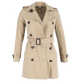 Abrigo peacoat de doble botonadura con cinturón Burberry en algodón marrón Castaño Roja
