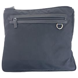Prada-Prada Nylon Tessuto Triangle Logo Messenger Bag-Black