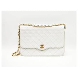 Chanel-Chanel Timeless Classic Turn Lock Medium Single Flap-White