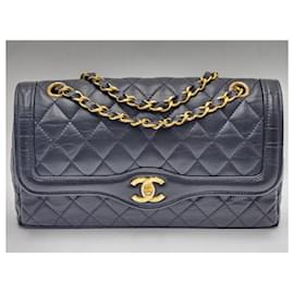 Chanel-Chanel Vintage Timeless Paris Medium Double Flap with 24k Gold Hardware-Black