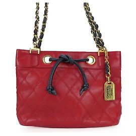 Bolso de hombro bicolor Chanel Roja