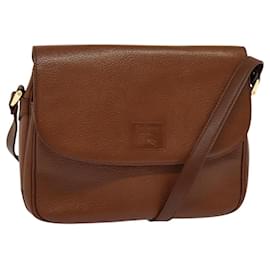 Autre Marque-Burberrys Shoulder Bag Leather Brown gold Auth 113900-Brown,Golden