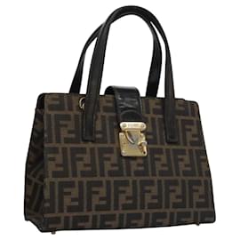 Fendi-FENDI Zucca Canvas Hand Bag Brown Auth 113221-Brown