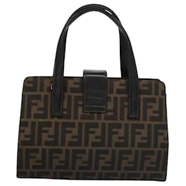 Fendi-FENDI Zucca Canvas Hand Bag Brown Auth 113221-Brown