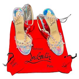 Christian Louboutin T-Strap Metallic Leather High Heels Metallic