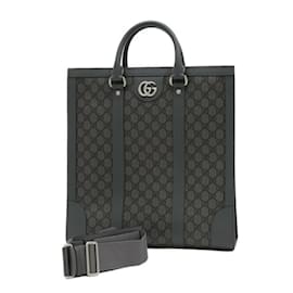 Gucci-Bolsa tote média Gucci GG Supreme Off-White-Marrom