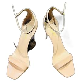Saint Laurent-'Jane' patent leather stiletto sandal-Beige