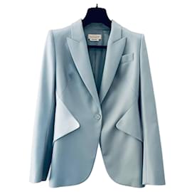 Alexander Mcqueen-Crepe blazer in light blue-Light blue