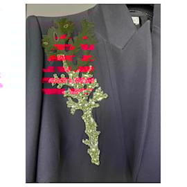 Alexander Mcqueen-Coral-embellished One-button Viscose Blazer In Black-Black
