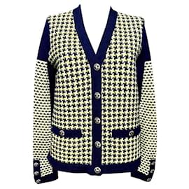 Chanel-CC Buttons Navy and Yellow Cashmere Jacket-Multiple colors