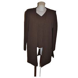 Ensemble Agnona en laine pull et long cardigan sans manches marron Marron