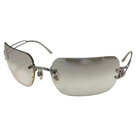 Chanel-Chanel CC Logo Silver Clear Rimless Sunglasses 4068-Silvery