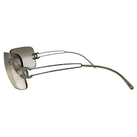 Chanel-Chanel CC Logo Silver Clear Rimless Sunglasses 4068-Silvery
