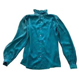 Yves Saint Laurent Silk Blouse Turquoise Turquoise