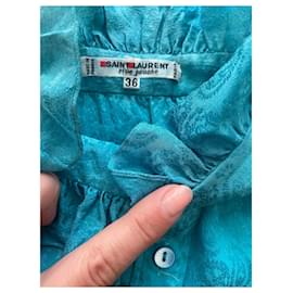 Yves Saint Laurent-Blouse vintage YSL-Turquoise