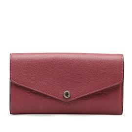 Louis Vuitton-Louis Vuitton Monogram Empreinte Portefeuille Sarah Long Wallet-Pink,Dark red