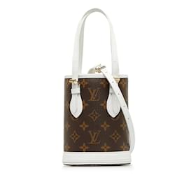 Louis Vuitton-Louis Vuitton Monogram Nano Bucket Handbag-Brown,White