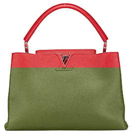 Louis Vuitton-Louis Vuitton Capucines MM Handbag Tote Bag-Red