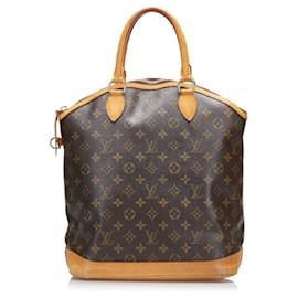 Louis Vuitton-Louis Vuitton Monogram Lockit MM Handbag Tote Bag-Brown,Monogram