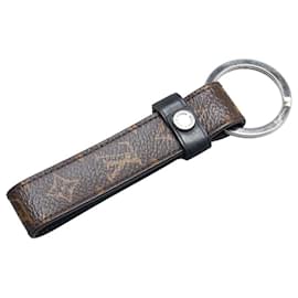 Louis Vuitton-Louis Vuitton Monogram LV Dragonne Key Case Ring Bag Charm-Brown,Black