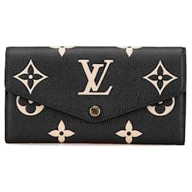Louis Vuitton-Louis Vuitton Monogram Empreinte Bicolor Portefeuille Sarah Long Wallet-Black