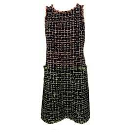Chanel-Ribbon Tweed Dress with Jewel Decor-Multiple colors