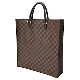 Louis Vuitton-Louis Vuitton Damier Sac Plat Tote Bag-Brown,Damier ebene