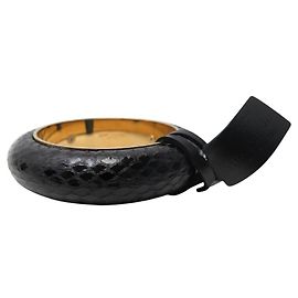 NUOVO BRACCIALE SAINT LAURENT 658733 IN PELLE DI SERPENTE AYERS NERA E ORO Nero