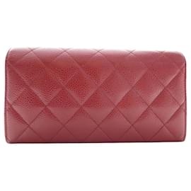 Chanel-CHANEL TIMELESS LOGO CC RED LEATHER WALLET COIN PURSE-Red