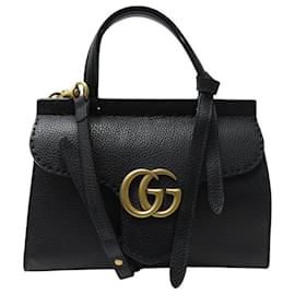 Gucci-NEW GUCCI 442622 GG MARMONT TOP HANDLE PM SHOULDER BAG BLACK-Black