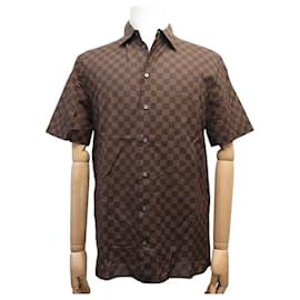 Louis Vuitton-NEW LOUIS VUITTON SHIRT DAMIER EBENE PATTERN MPSH30BLW M 50 BROWN COTTON-Brown