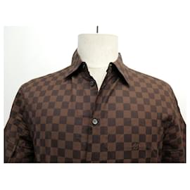 Louis Vuitton-NEW LOUIS VUITTON SHIRT DAMIER EBENE PATTERN MPSH30BLW M 50 BROWN COTTON-Brown
