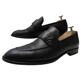 Louis Vuitton-SAPATOS LOUIS VUITTON MOCASSINS SAINT GERMAIN PRETO 7 41 LOGO LV LOAFERS-Preto