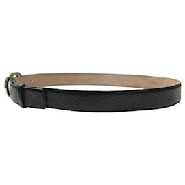 Gucci-GUCCI BELT 114984 GG SILVER BUCKLE T95 BLACK SIGNATURE LEATHER-Black