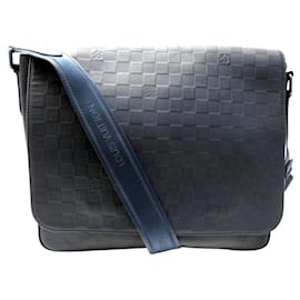 Louis Vuitton-NINE BAG LOUIS VUITTON DISTRICT MM INFINITE CHECKERED LEATHER SHOULDER BAG-Blue