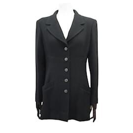 Chanel-NEW CHANEL JACKET P09284V05791 M BLACK WOOL CC LOGO BUTTONS-Black