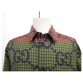 Gucci-NEW GUCCI CHECKED VICHY GG JUMBO PRINT WOOL SHIRT SIZE 48 M L-Other