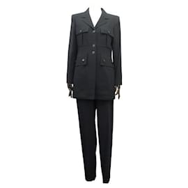 Chanel-NEW SUIT SET JACKET SIZE 40 PANTS 38 CHANEL P11193V06456 BLACK WOOL-Black
