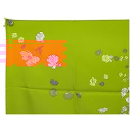 Hermès-NINE HERMES SCARF LIGHT DRESS H003904S THEO DE GUELTZL SQUARE 90 IN SILK SCARF-Orange
