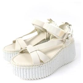 Chloé Chloe NAMA Platform Wedge Sandals Grey