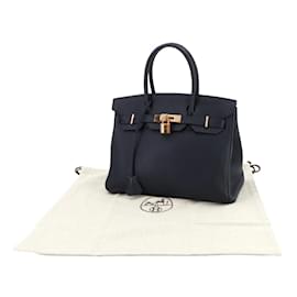 Hermès-Hermes Birkin 30 Handbag in Blue Nuit-Blue