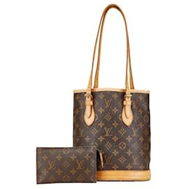 Louis Vuitton-Louis Vuitton Monogram Petit Bucket PM Tote Bag-Brown,Monogram