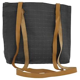 Hermès-Sac à épaule HERMES en toile grise Auth th5606-Marron