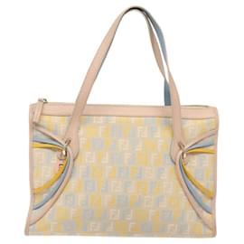 Fendi-FENDI Zucchino Canvas Hand Bag Multicolor Auth yk17408-Multiple colors