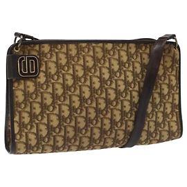 Bolsa de ombro em lona Trotter Christian Dior marrom Auth bs22437 Marrom