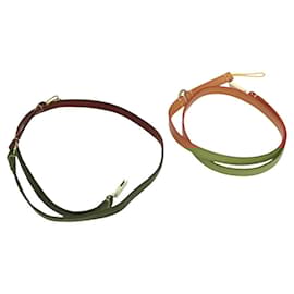 Louis Vuitton-LOUIS VUITTON Strap Leather 2Set Beige LV Auth bs22417-Beige