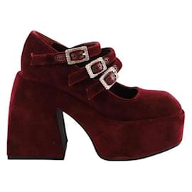 Autre Marque-Velvet heels-Dark red