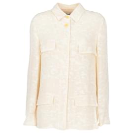 Chanel-Chanel Ivory Colored Gauzed Cotton Jacket-Cream