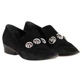 Hermès-Hermès Black Suede Loafers - 2000s-Black